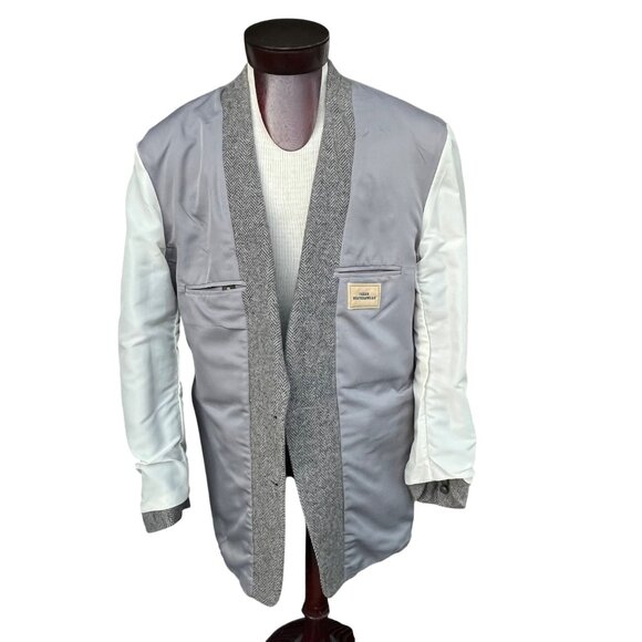 Farah Westernwear Mens Gray Herringbone 100% Wool  Sportcoat Jacket 46L - Read - Picture 11 of 15